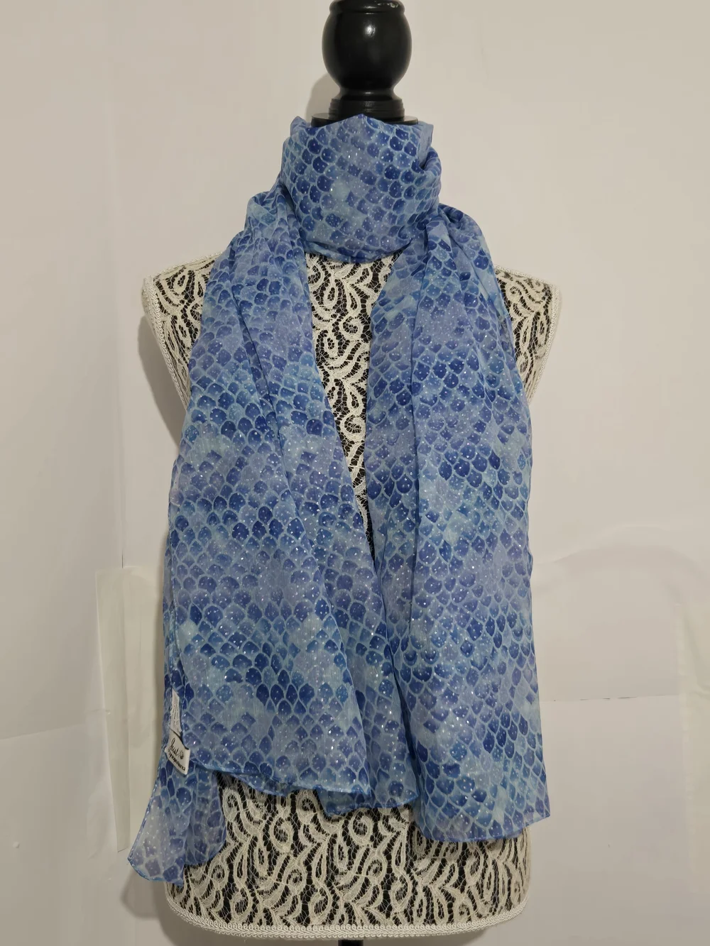 Blue Printed Lightweight Women's Scarf - Soft Patterned Wrap
